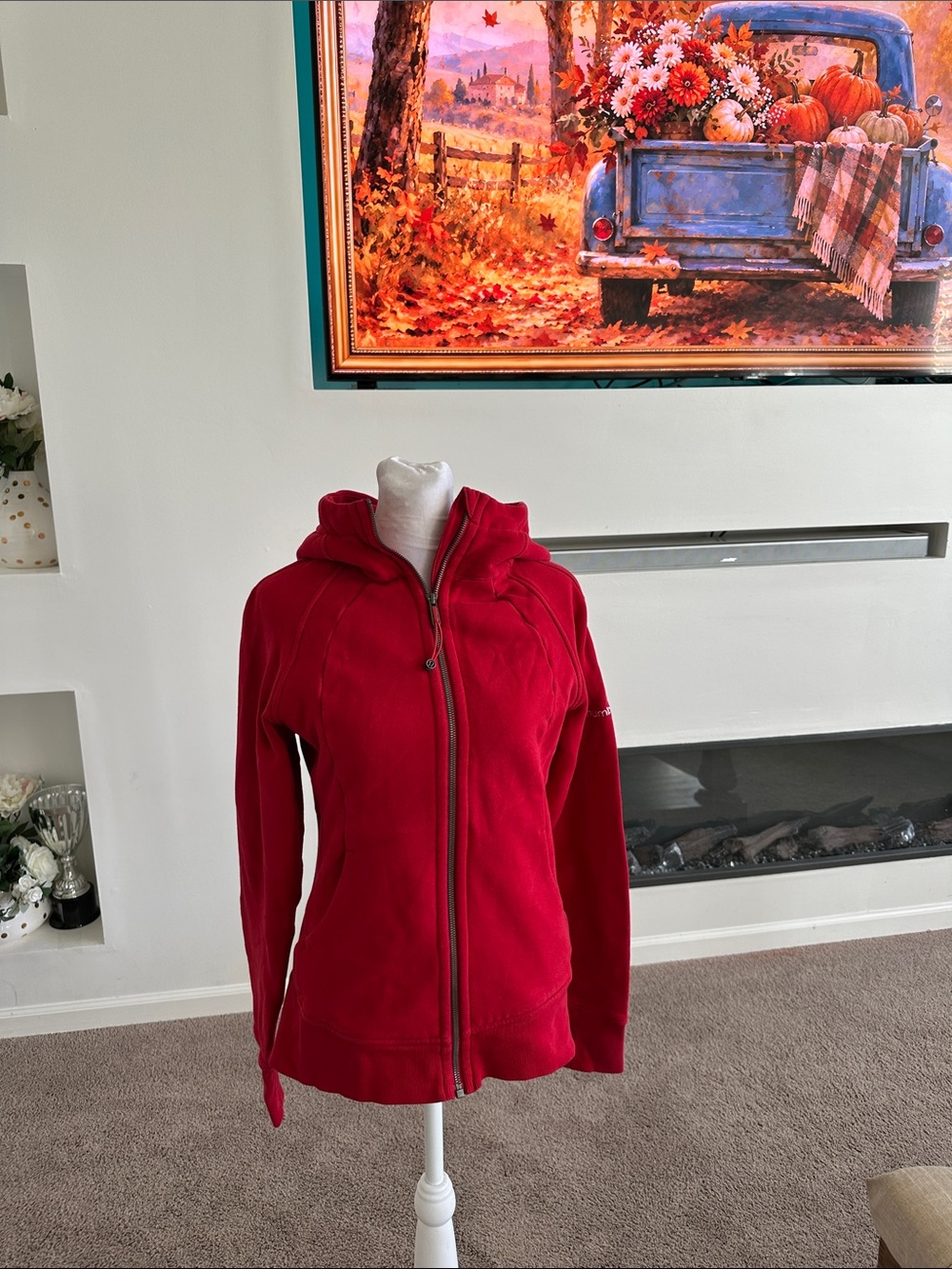 lululemon athletica Red Hooded Zip-Up Bomber Jacket